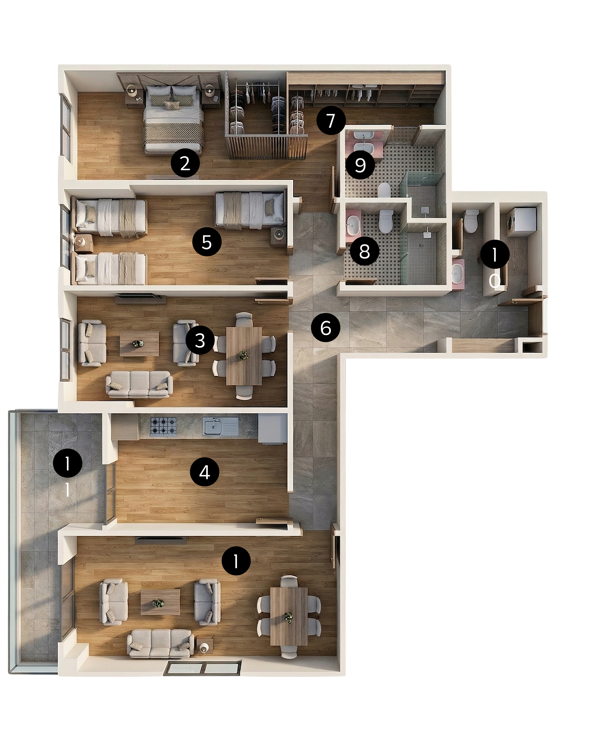 3+1 B tipi daire kat planı